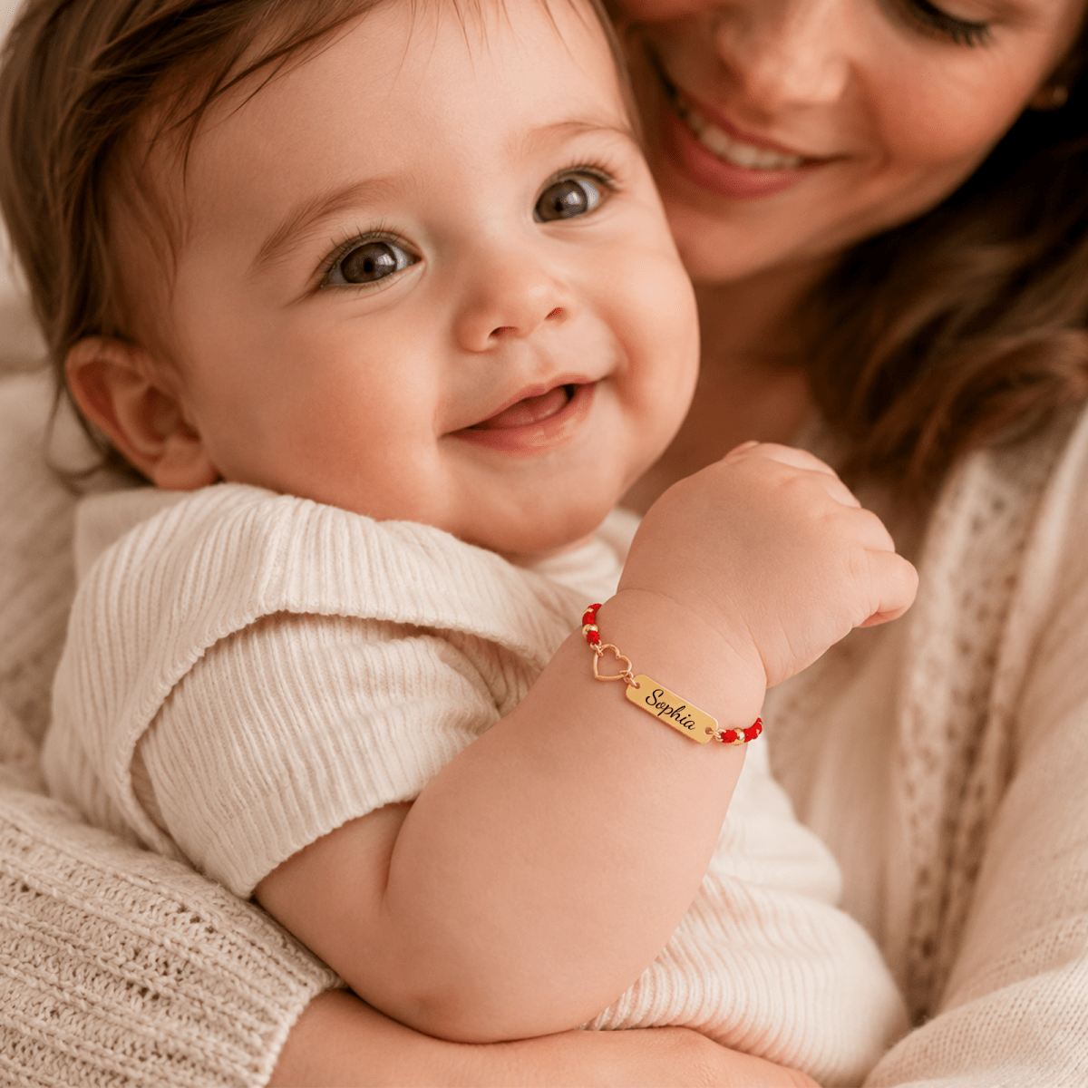 Personalized Baby Name Guardian Bracelet – Red String for Protection & Blessing - Glaxias
