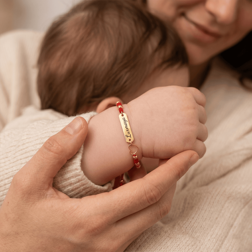 Personalized Baby Name Guardian Bracelet – Red String for Protection & Blessing - Glaxias