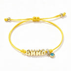 Personalized Balloon Initial Name & Birthstone Rope Bracelet - Glaxias
