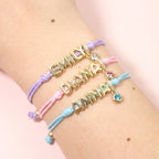 Personalized Balloon Initial Name & Birthstone Rope Bracelet - Glaxias