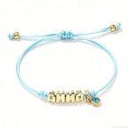 Personalized Balloon Initial Name & Birthstone Rope Bracelet - Glaxias