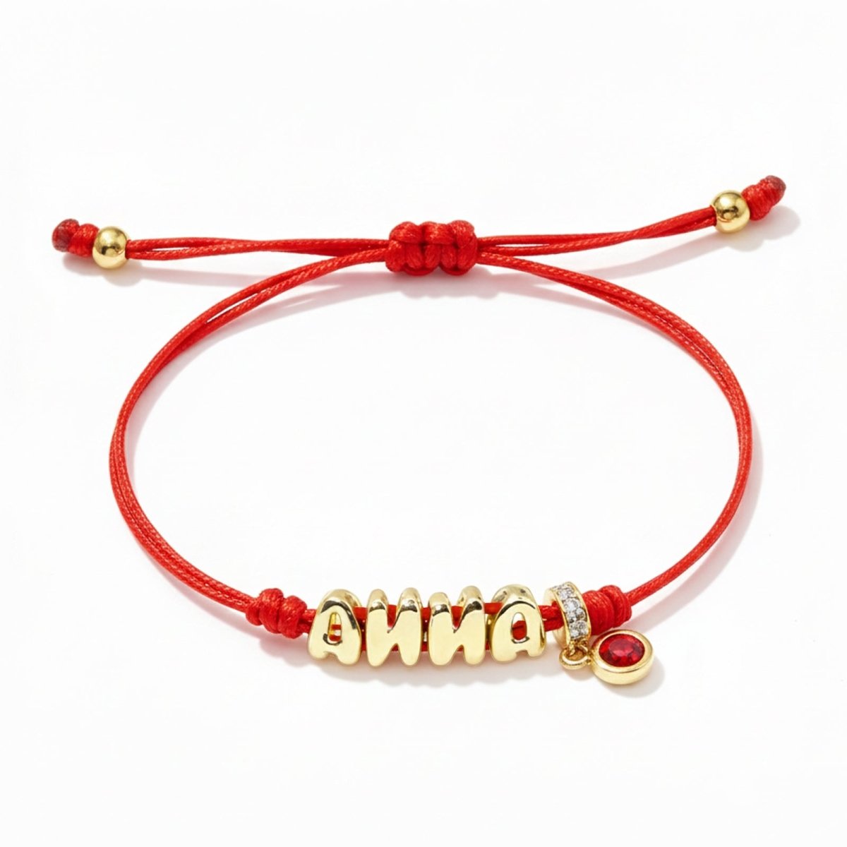 Personalized Balloon Initial Name & Birthstone Rope Bracelet - Glaxias