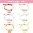 Personalized Balloon Initial Name & Birthstone Rope Bracelet - Glaxias