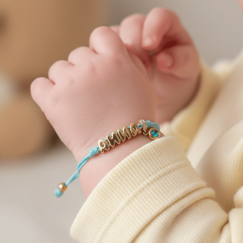Personalized Balloon Initial Name & Birthstone Rope Bracelet - Glaxias