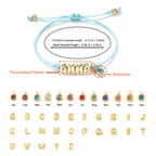 Personalized Balloon Initial Name & Birthstone Rope Bracelet - Glaxias