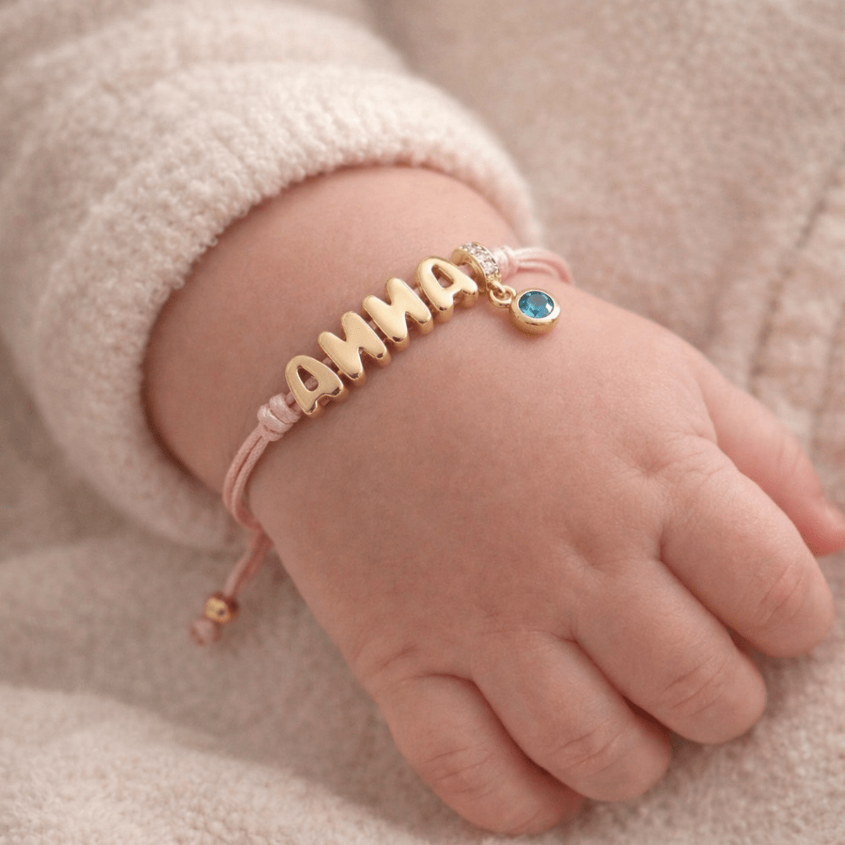 Personalized Balloon Initial Name & Birthstone Rope Bracelet for Kids - Glaxias