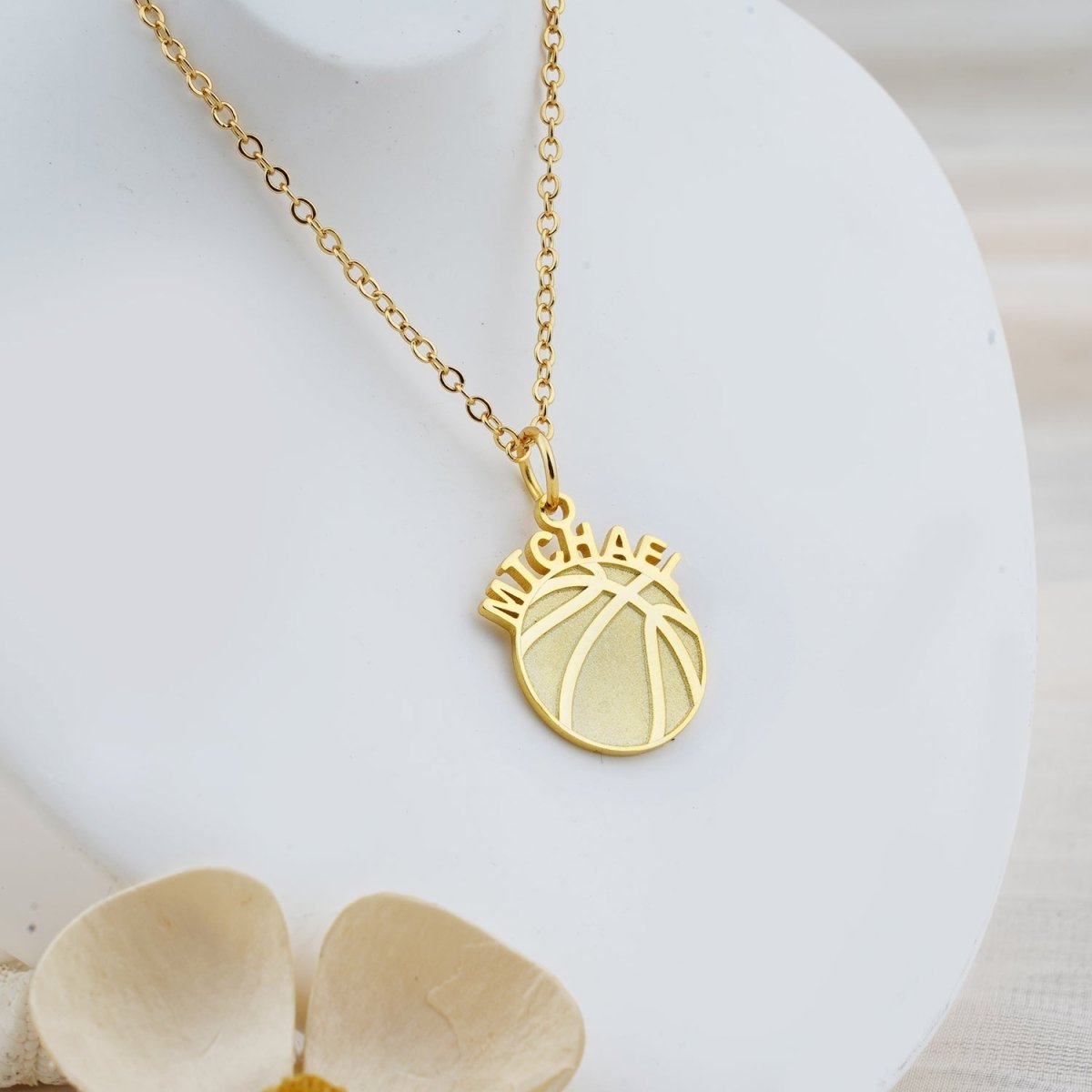 Personalized Basketball Baby Boy Name Necklace - Glaxias