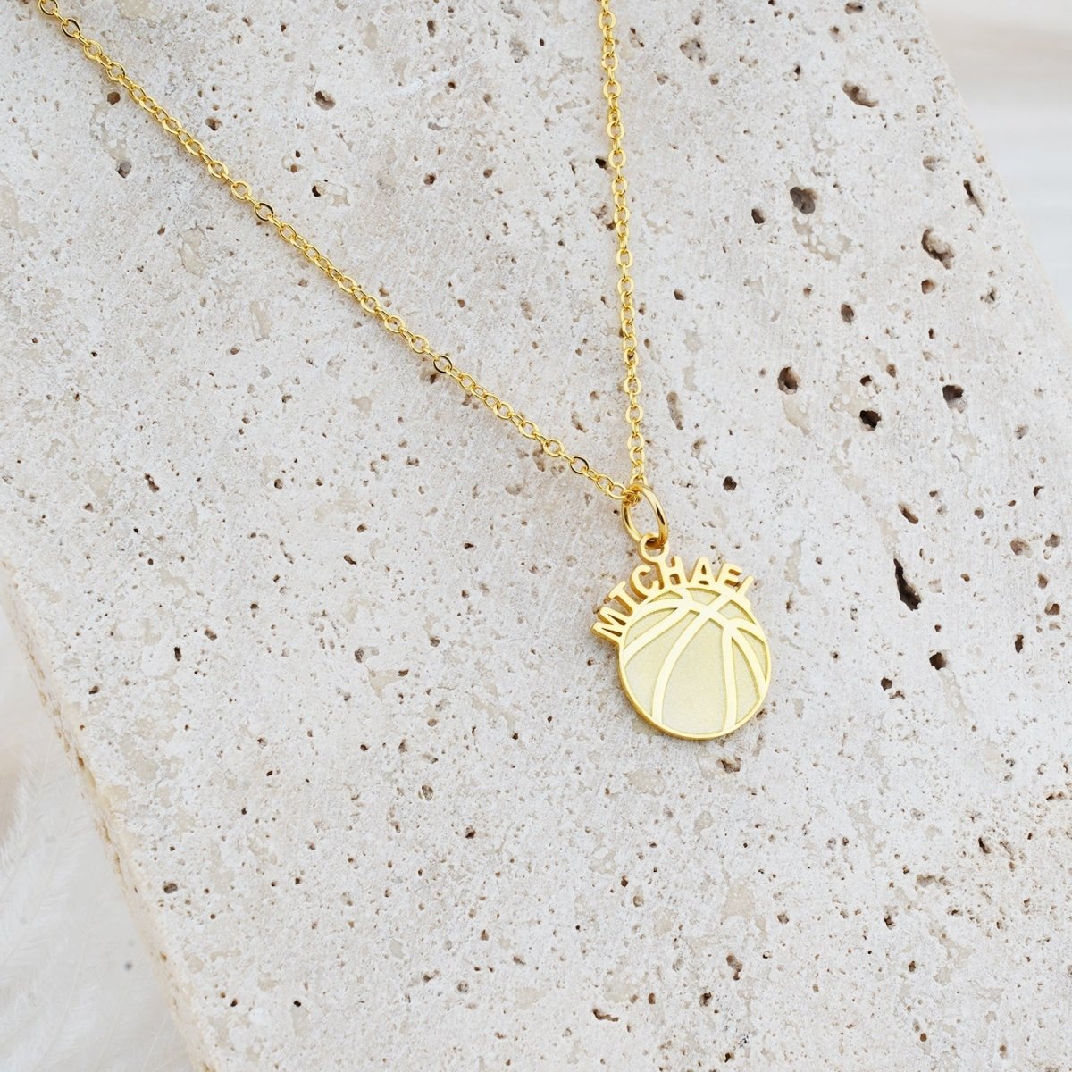 Personalized Basketball Baby Boy Name Necklace - Glaxias
