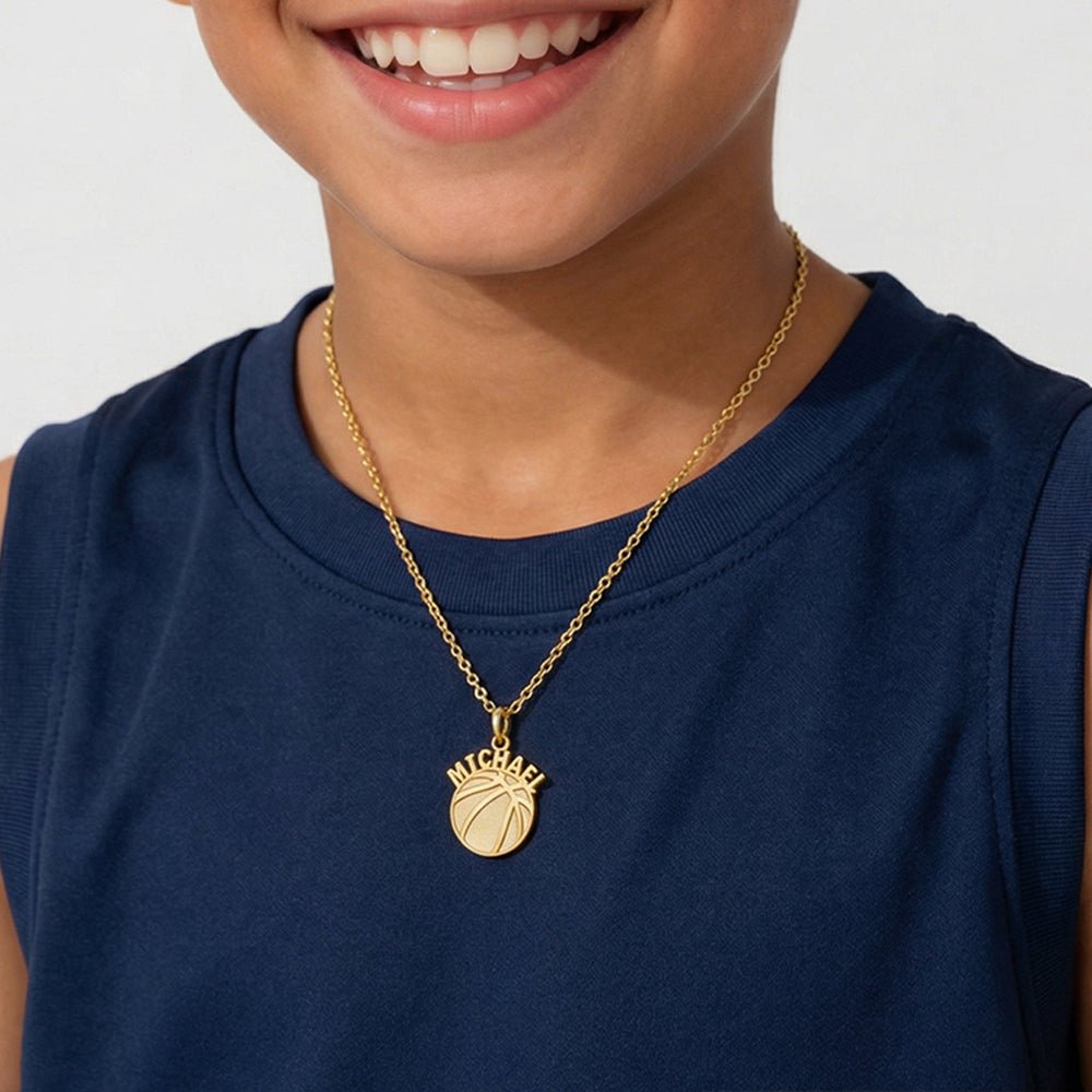 Personalized Basketball Baby Boy Name Necklace - Glaxias