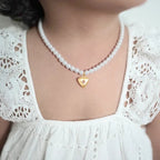 Personalized Birthstone Girl¡®s Heart Locket Pearl Necklace - Glaxias