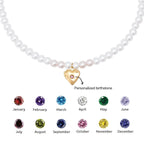 Personalized Birthstone Girl¡®s Heart Locket Pearl Necklace - Glaxias