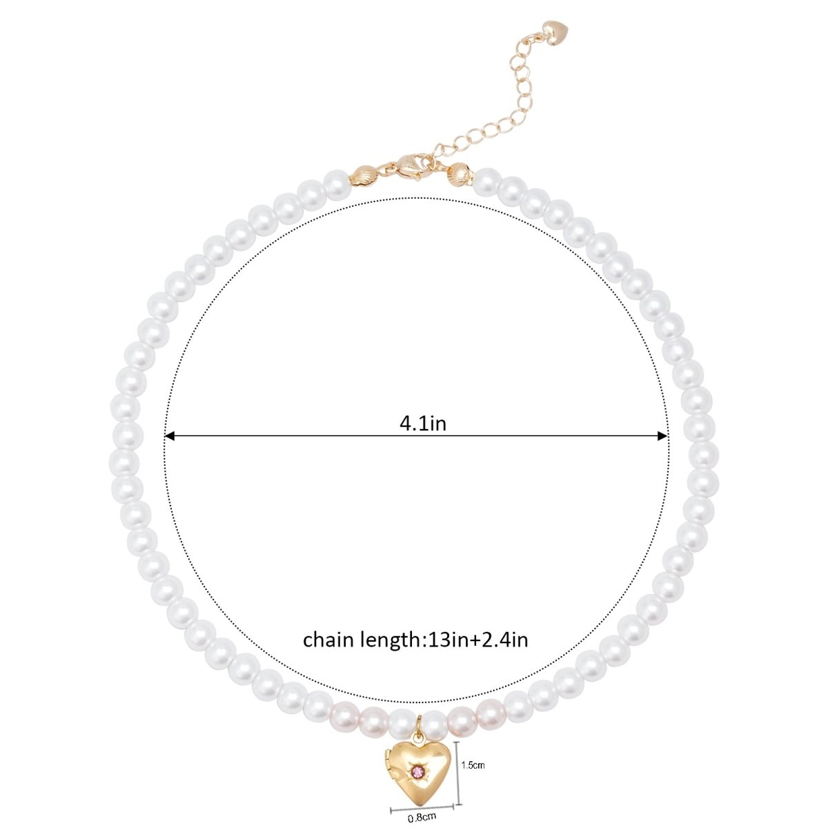 Personalized Birthstone Girl¡®s Heart Locket Pearl Necklace - Glaxias