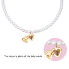 Personalized Birthstone Girl¡®s Heart Locket Pearl Necklace - Glaxias