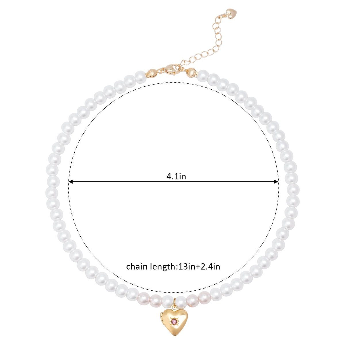 Personalized Birthstone Girl's Heart Locket Pearl Necklace - Glaxias