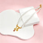 Personalized Birthstone Pearl Bear Pendant Necklace - Glaxias
