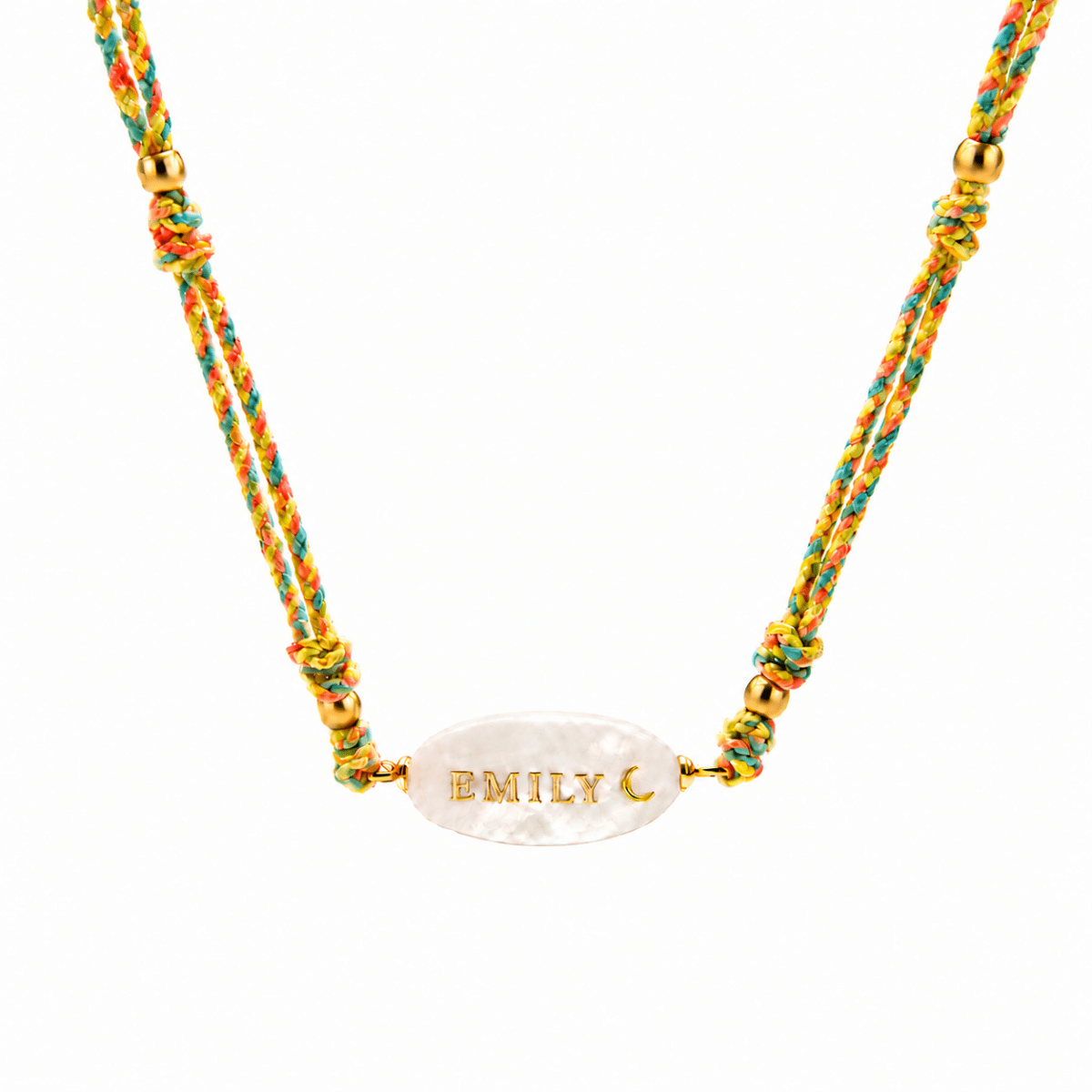 Personalized Braided Cord Shell Name Necklace - Glaxias