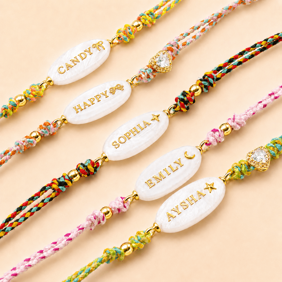 Personalized Braided Cord Shell Name Necklace - Glaxias