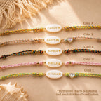 Personalized Braided Cord Shell Name Necklace - Glaxias