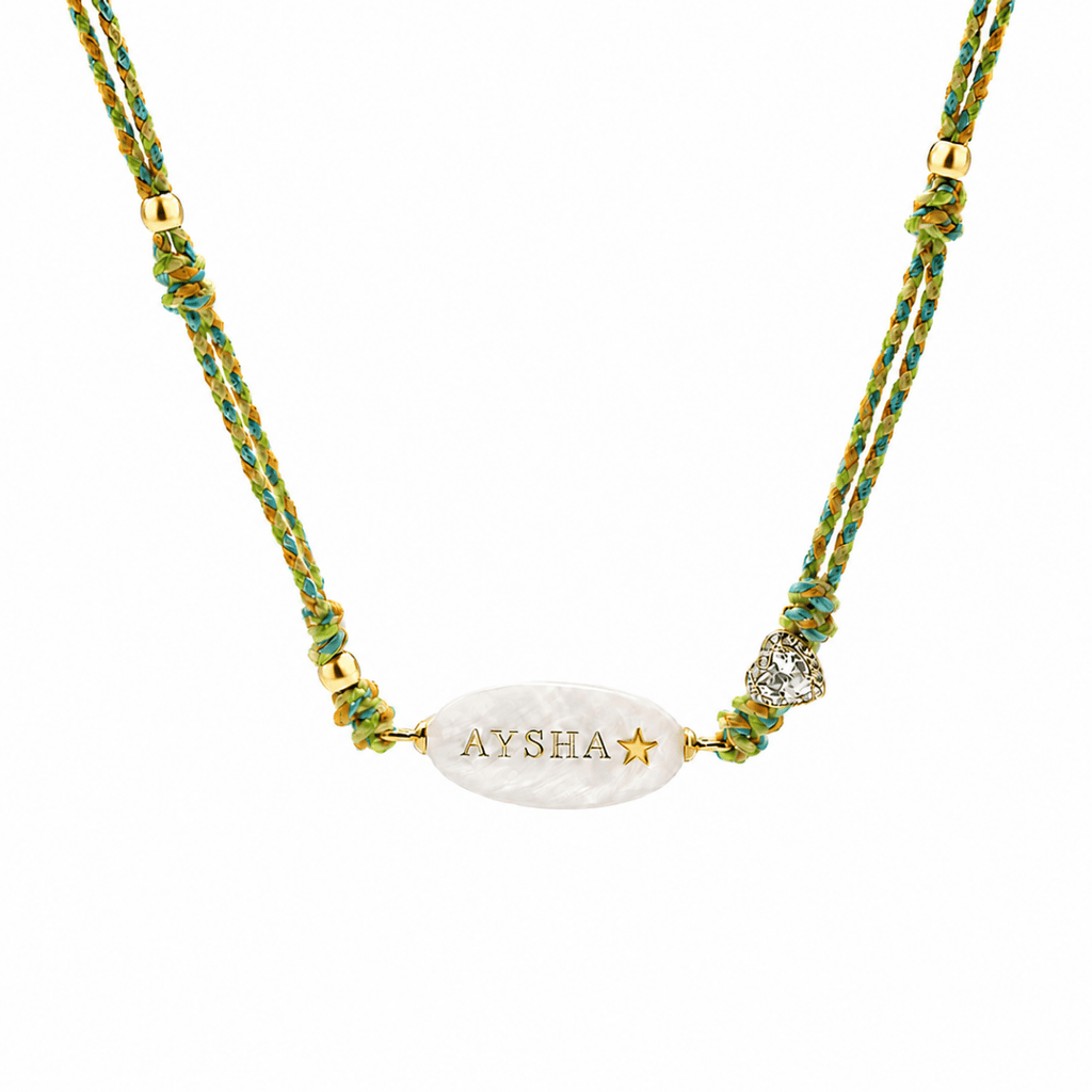 Personalized Braided Cord Shell Name Necklace - Glaxias