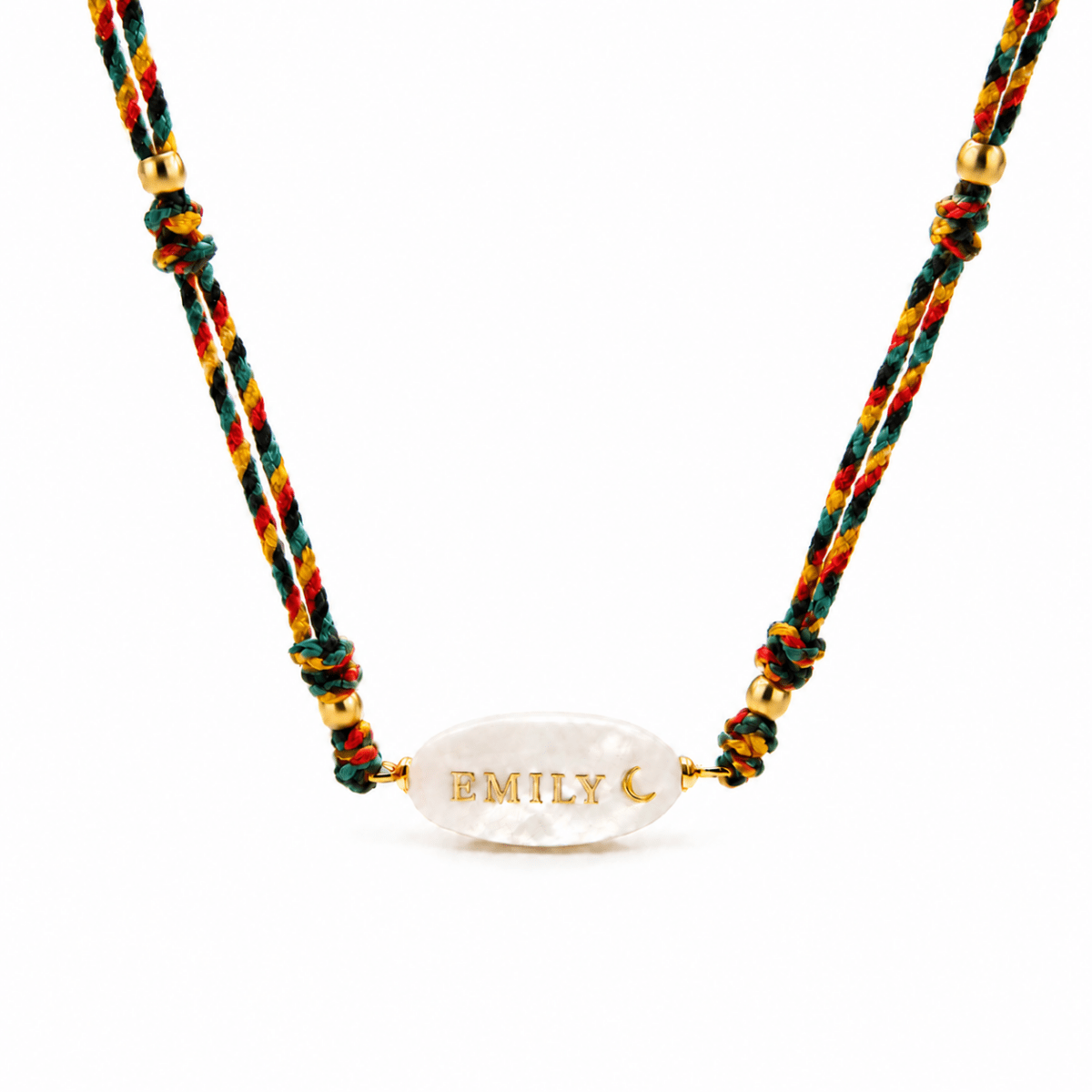 Personalized Braided Cord Shell Name Necklace - Glaxias