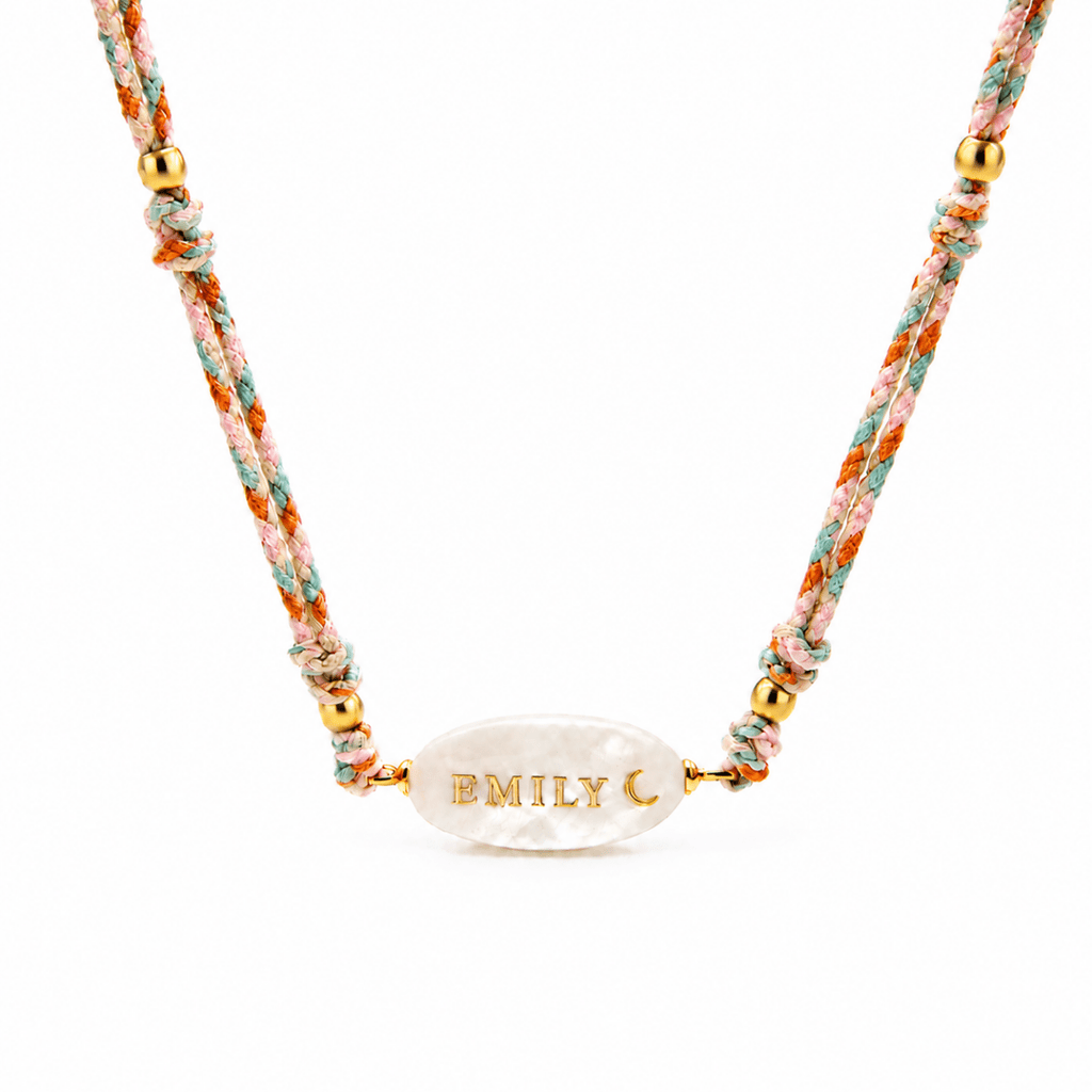 Personalized Braided Cord Shell Name Necklace - Glaxias