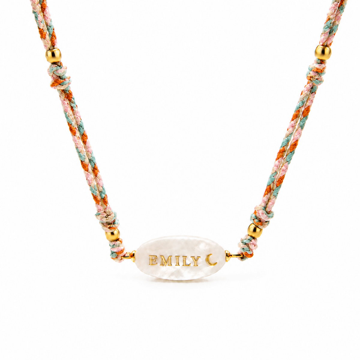 Personalized Braided Cord Shell Name Necklace - Glaxias