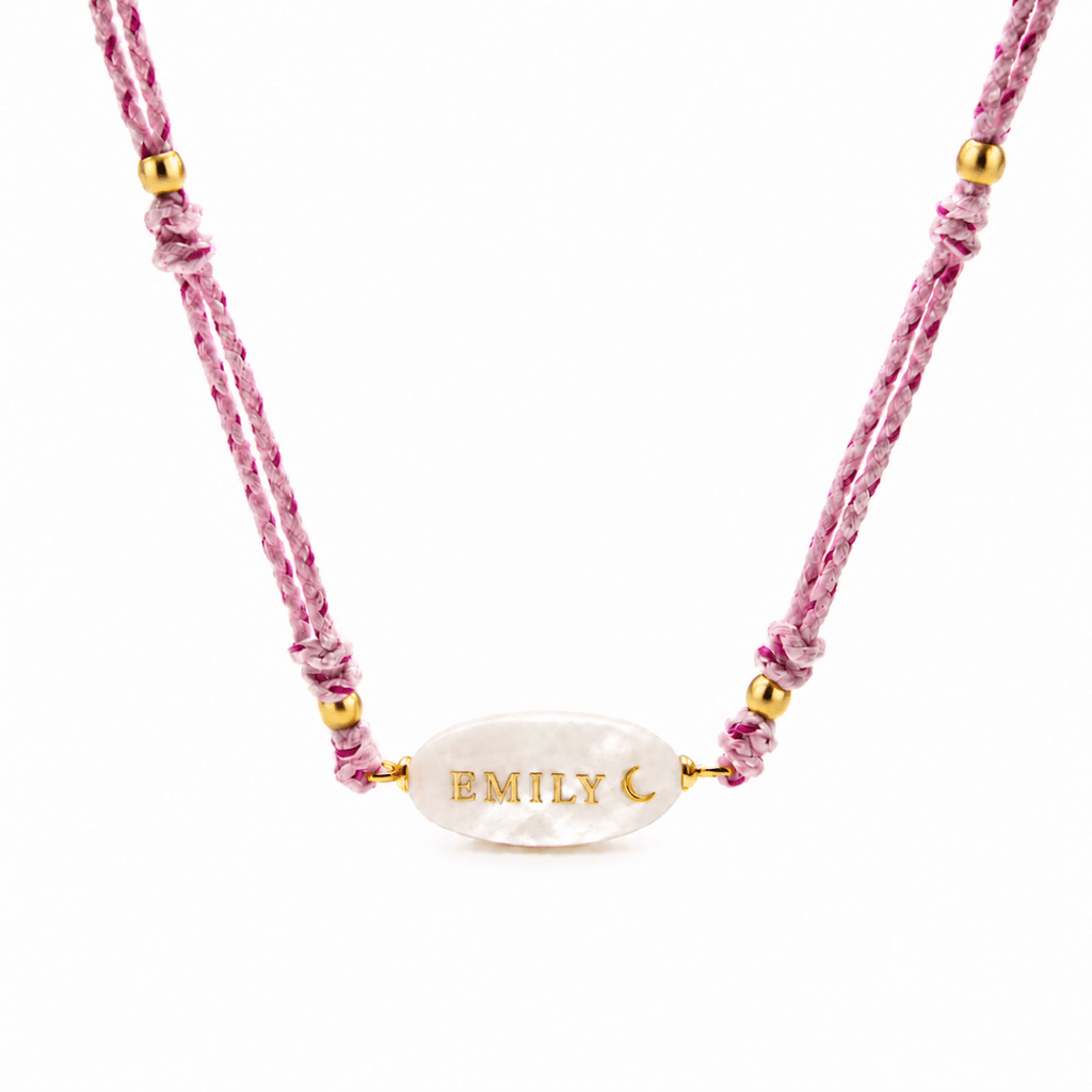 Personalized Braided Cord Shell Name Necklace - Glaxias