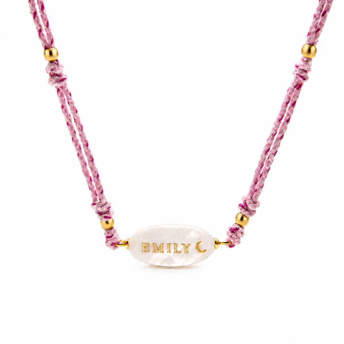 Personalized Braided Cord Shell Name Necklace - Glaxias