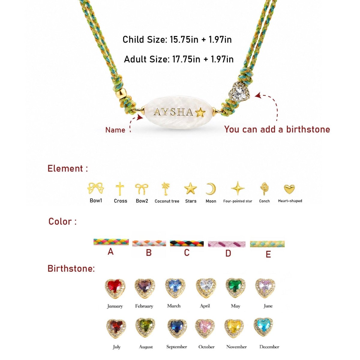 Personalized Braided Cord Shell Name Necklace - Glaxias