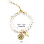 Personalized Childrens Cross and Pearl Bracelet with Initial - Glaxias