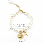 Personalized Childrens Cross and Pearl Bracelet with Initial - Glaxias