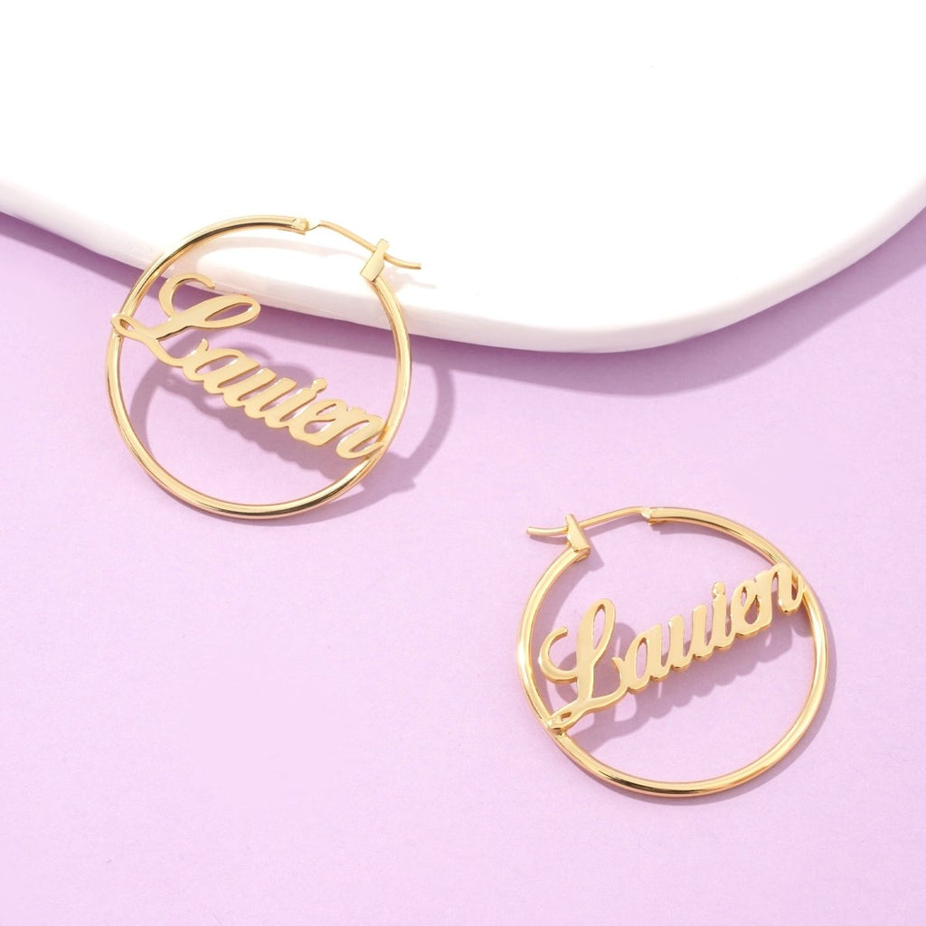 Personalized Children's Name Hoop Earrings - Glaxias