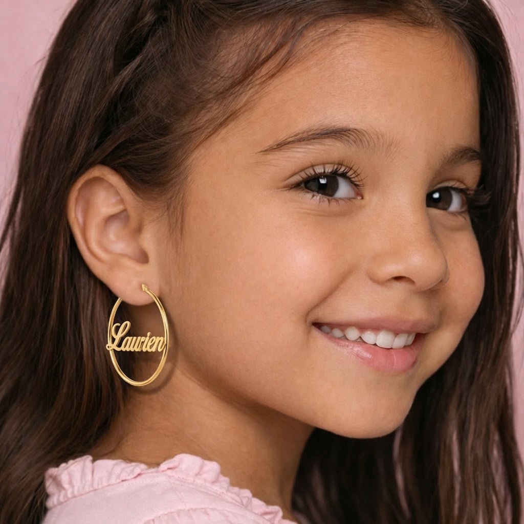 Personalized Children's Name Hoop Earrings - Glaxias