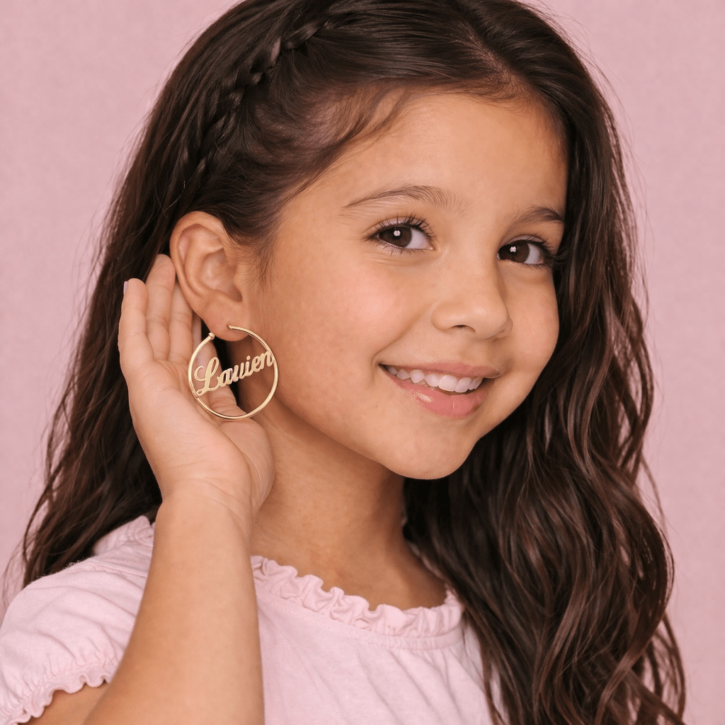 Personalized Children's Name Hoop Earrings - Glaxias