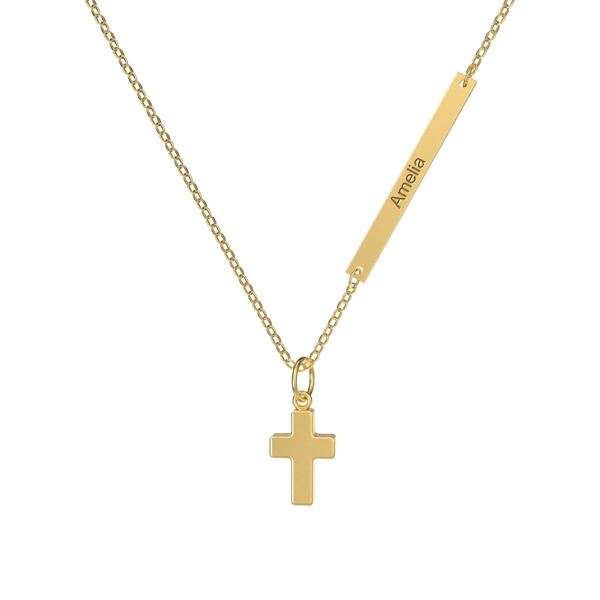 Personalized Childrens Name Necklace with a Tiny Cross - Glaxias