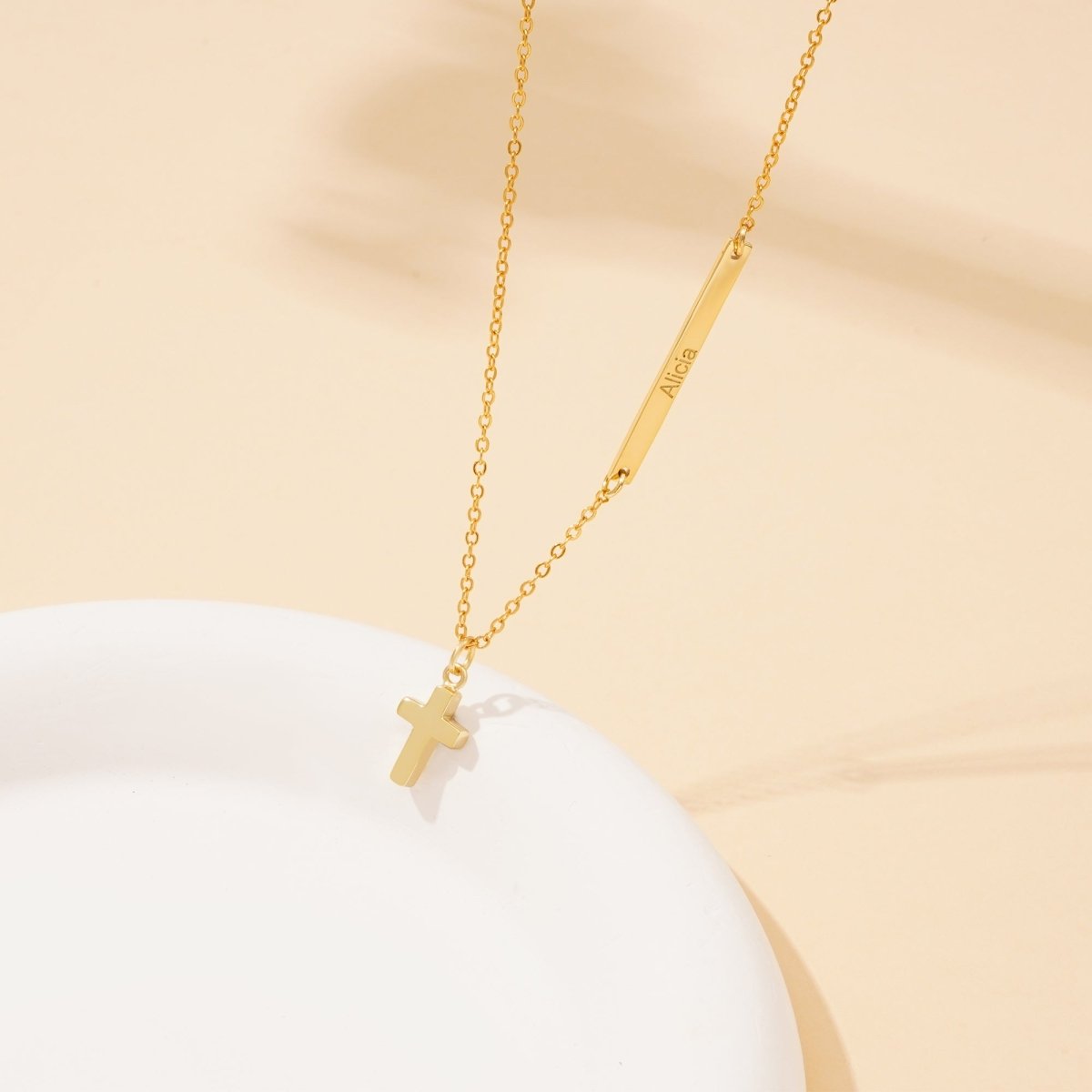 Personalized Childrens Name Necklace with a Tiny Cross - Glaxias