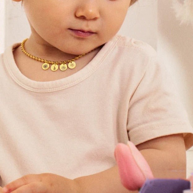 Personalized Childrens Necklace with Family Birth Flower - Glaxias