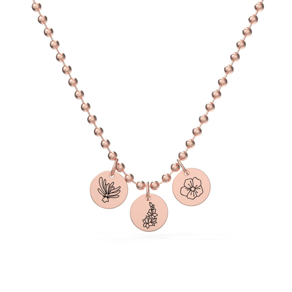 Personalized Childrens Necklace with Family Birth Flower - Glaxias
