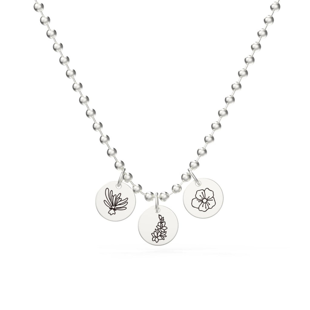 Personalized Childrens Necklace with Family Birth Flower - Glaxias