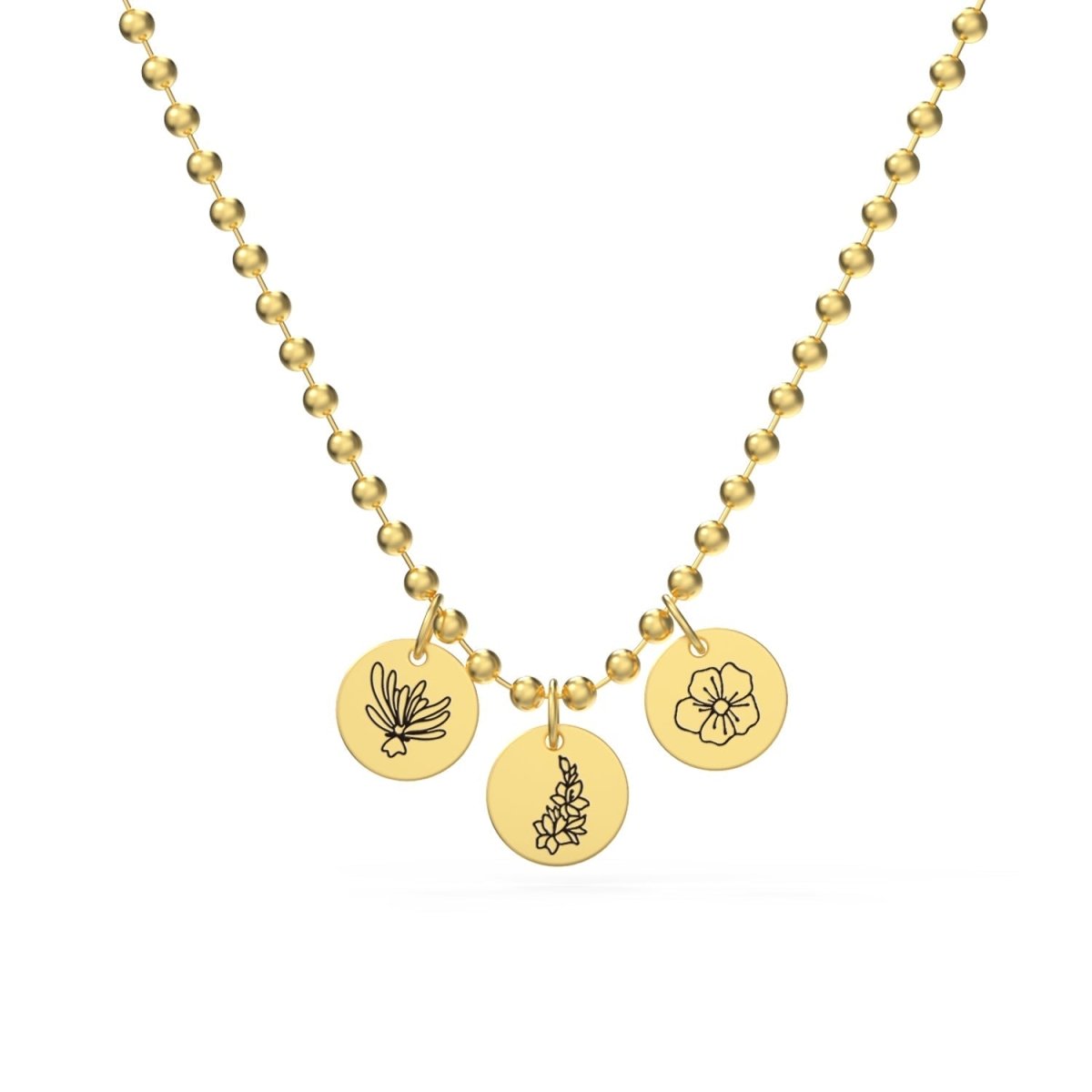 Personalized Childrens Necklace with Family Birth Flower - Glaxias