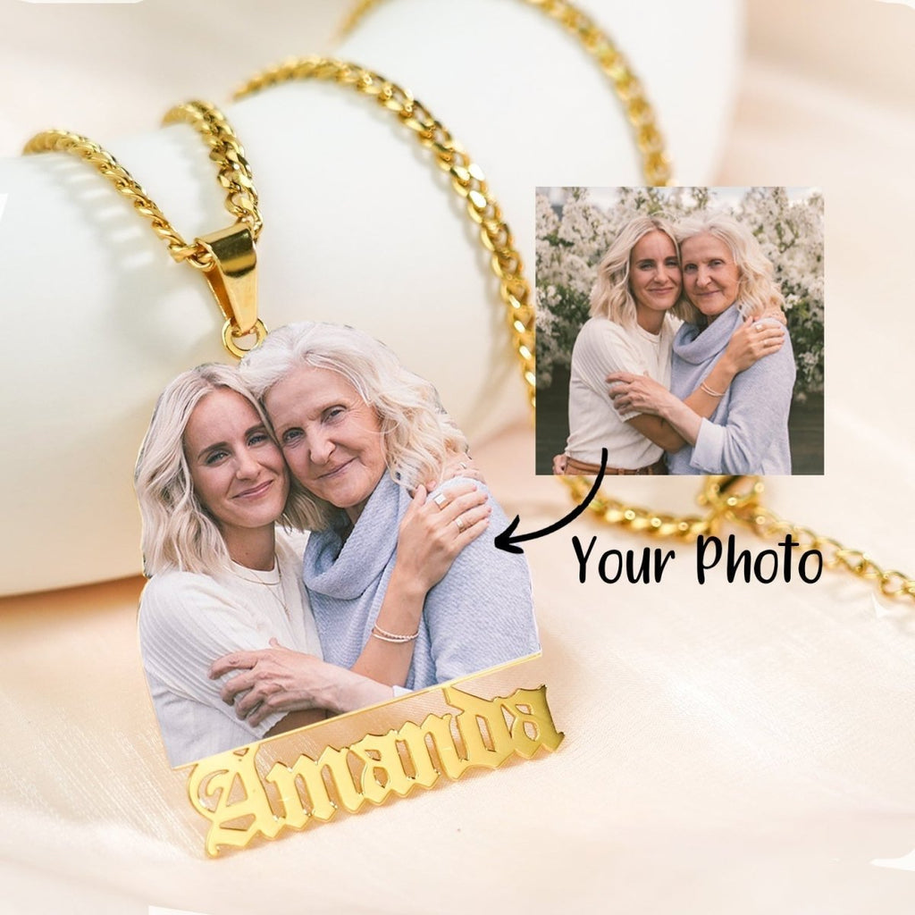 Personalized Color Photo and Name Locket Necklace - Glaxias