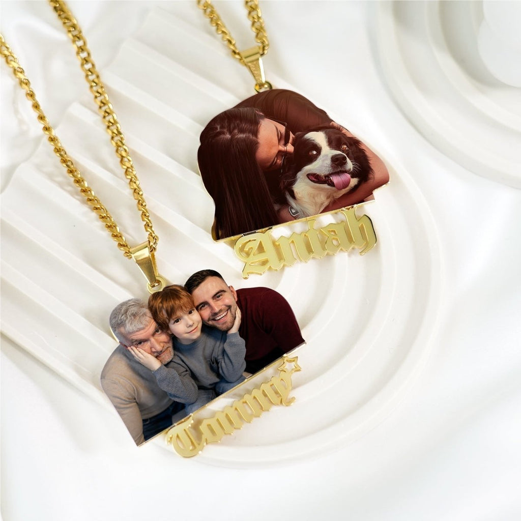 Personalized Color Photo and Name Locket Necklace - Glaxias