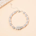 Personalized CZ Silver Elephant Name Bracelet - Glaxias