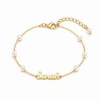 Personalized Dainty Pearl Name Bracelet for Baby - Glaxias