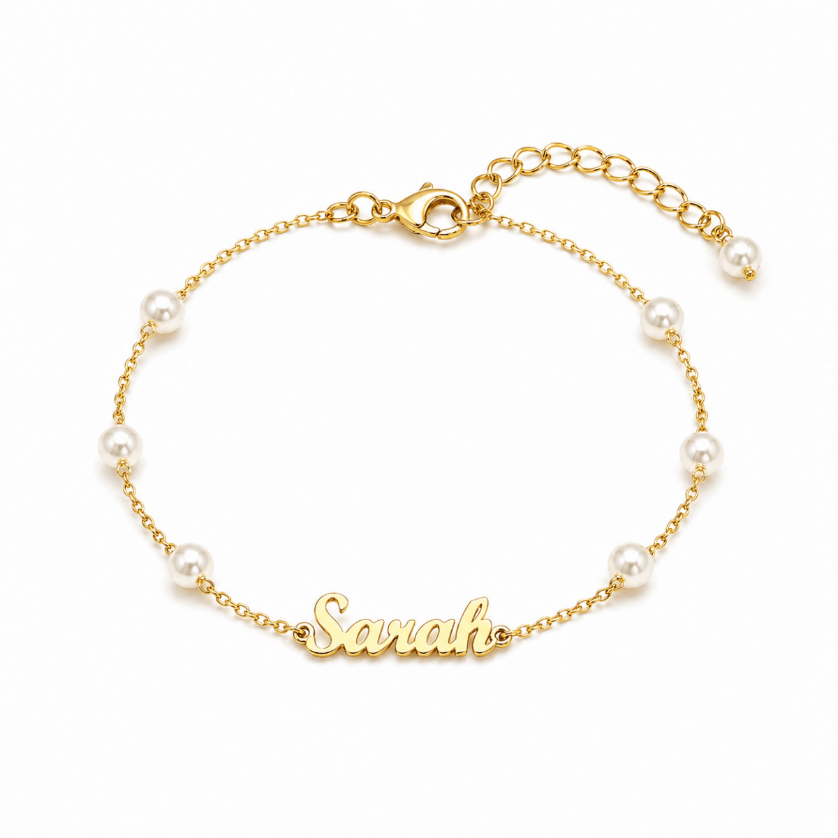 Personalized Dainty Pearl Name Bracelet for Baby - Glaxias