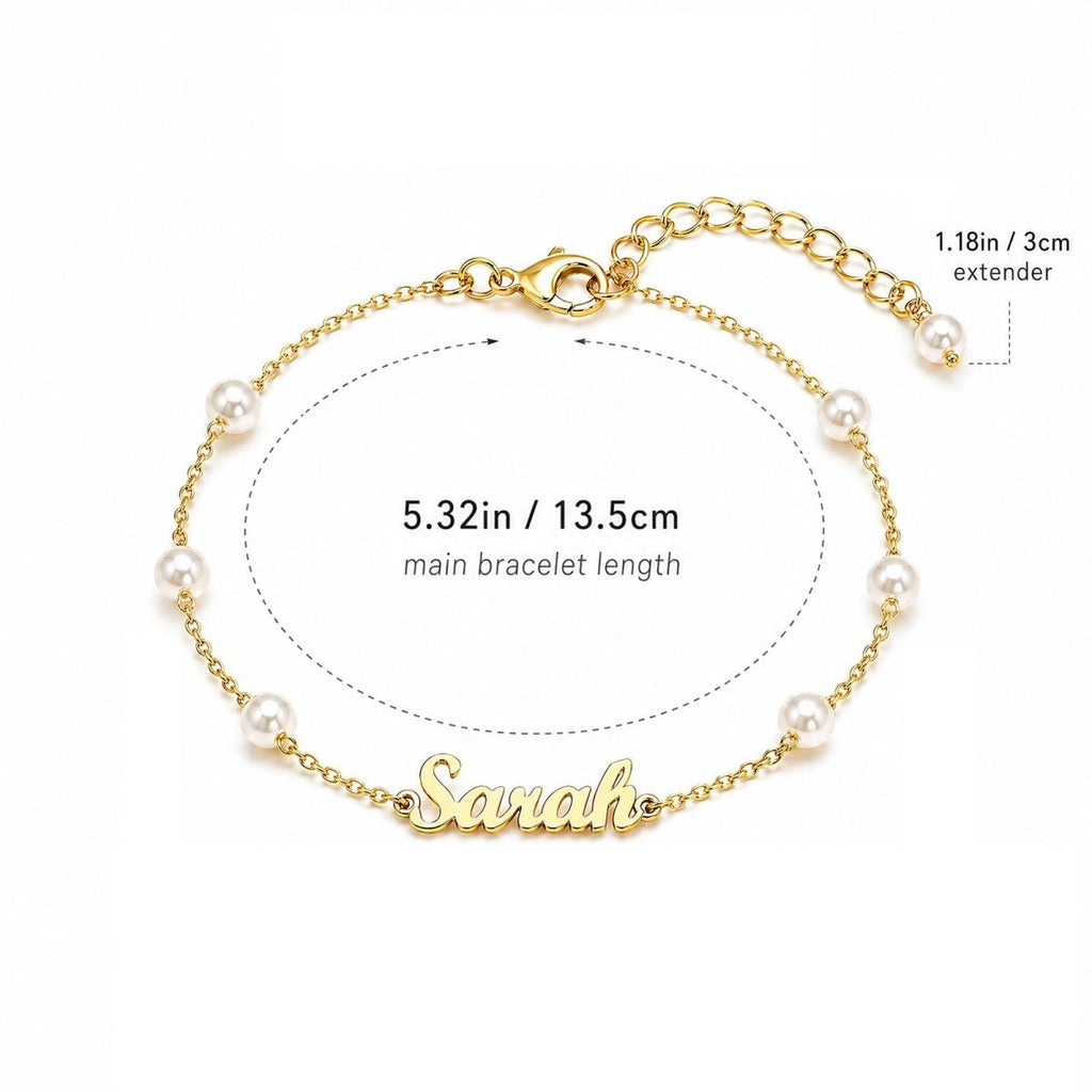 Personalized Dainty Pearl Name Bracelet for Baby - Glaxias