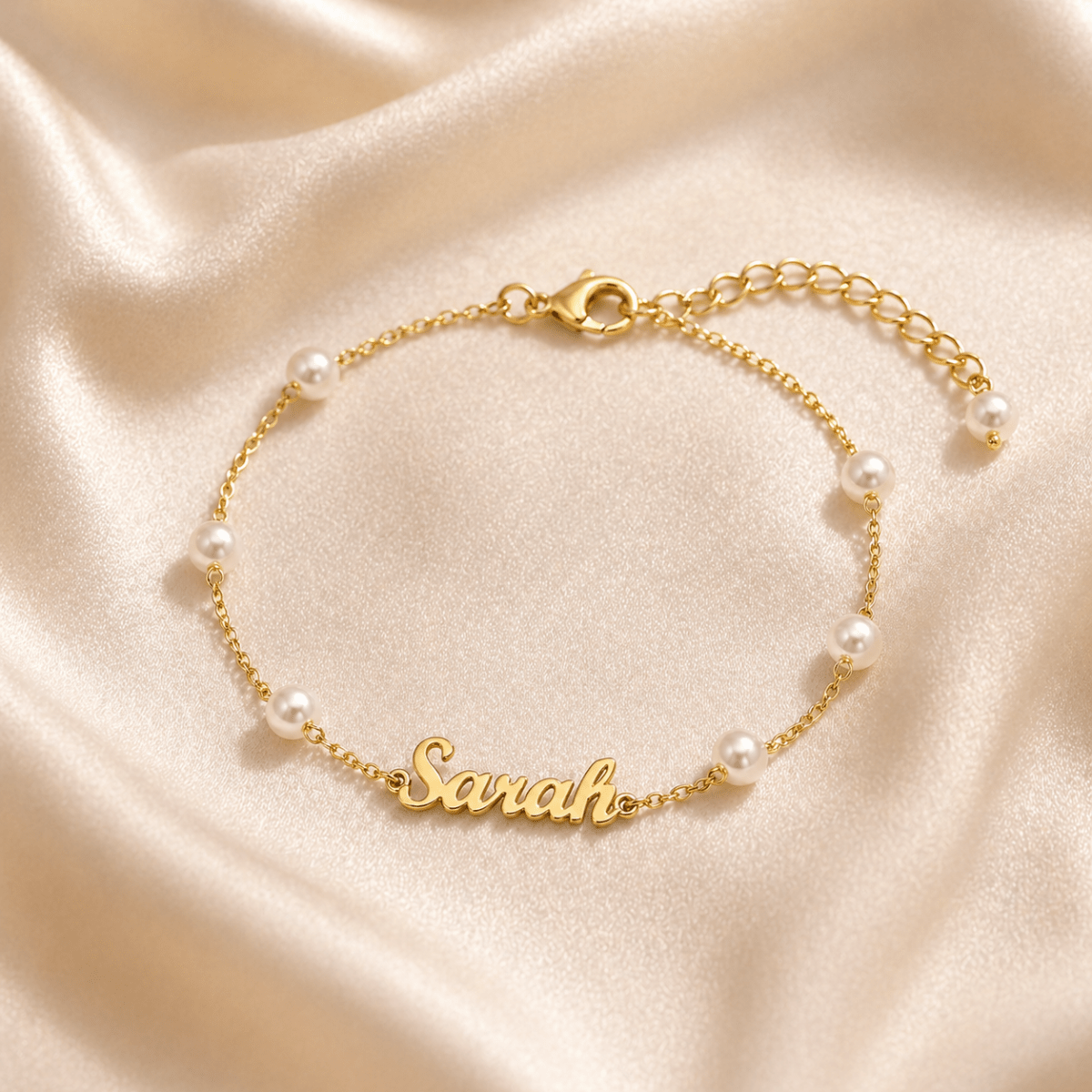 Personalized Dainty Pearl Name Bracelet for Baby - Glaxias