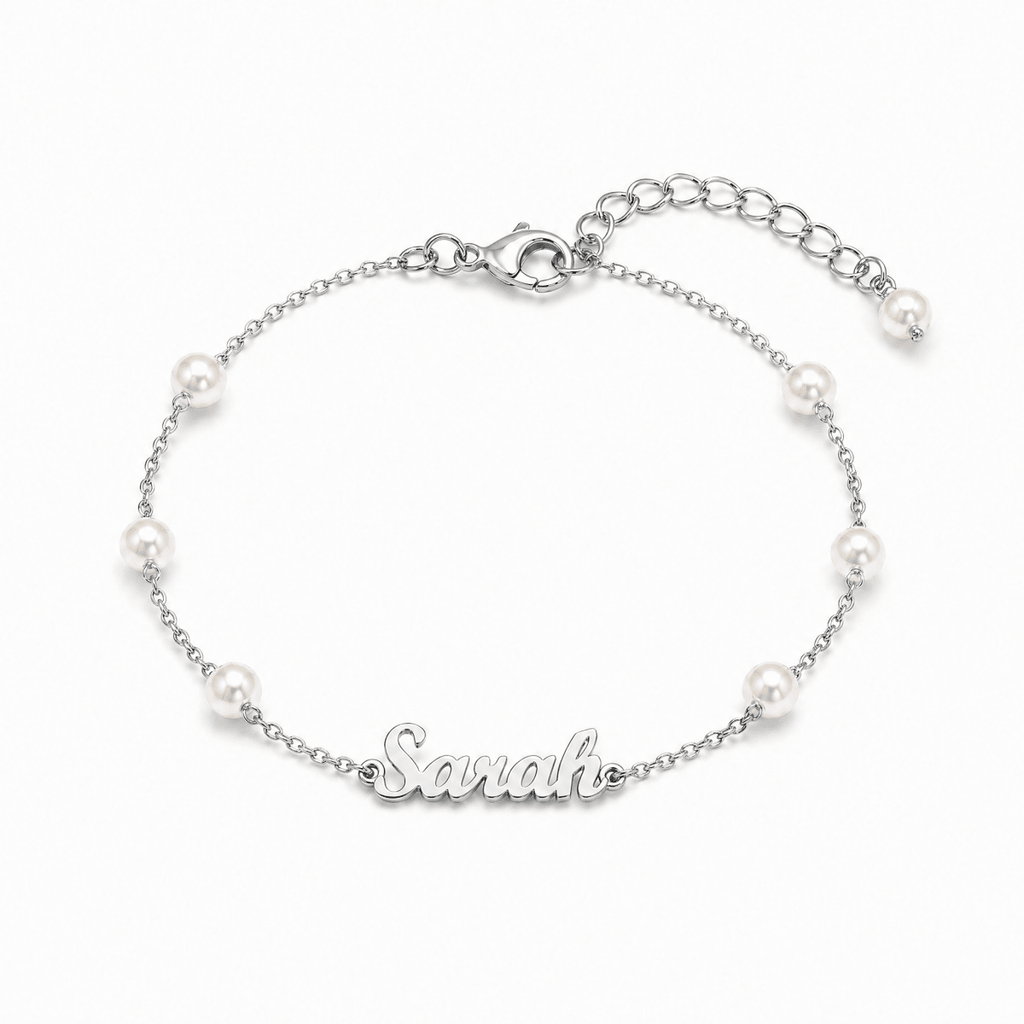 Personalized Dainty Pearl Name Bracelet for Baby - Glaxias