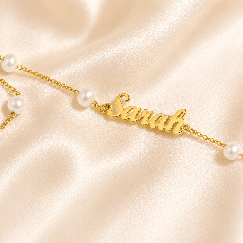 Personalized Dainty Pearl Name Bracelet for Baby - Glaxias