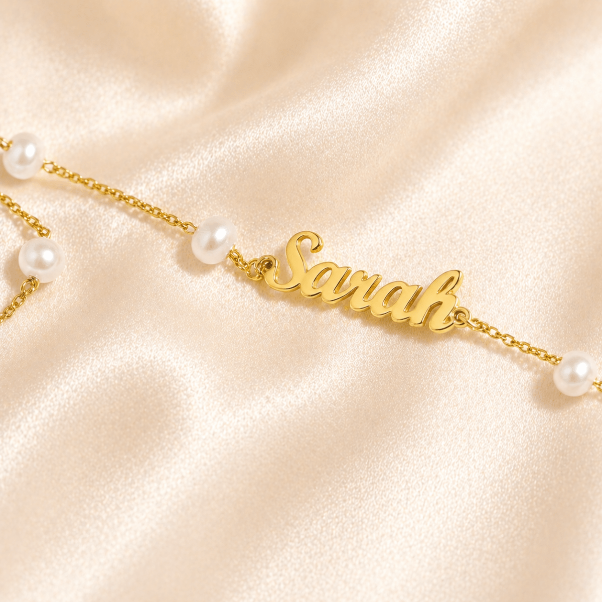 Personalized Dainty Pearl Name Bracelet for Baby - Glaxias